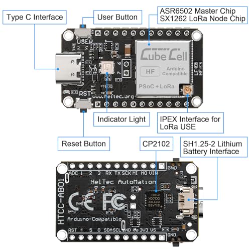 MakerFocus CubeCell Dev-Board Supports Solar Energy Powered, ASR6502 MCU SX1262 LoRa Ultra Low Power Consumption Development Board with 915MHz Antenna Compatible with Arduino - Image 3