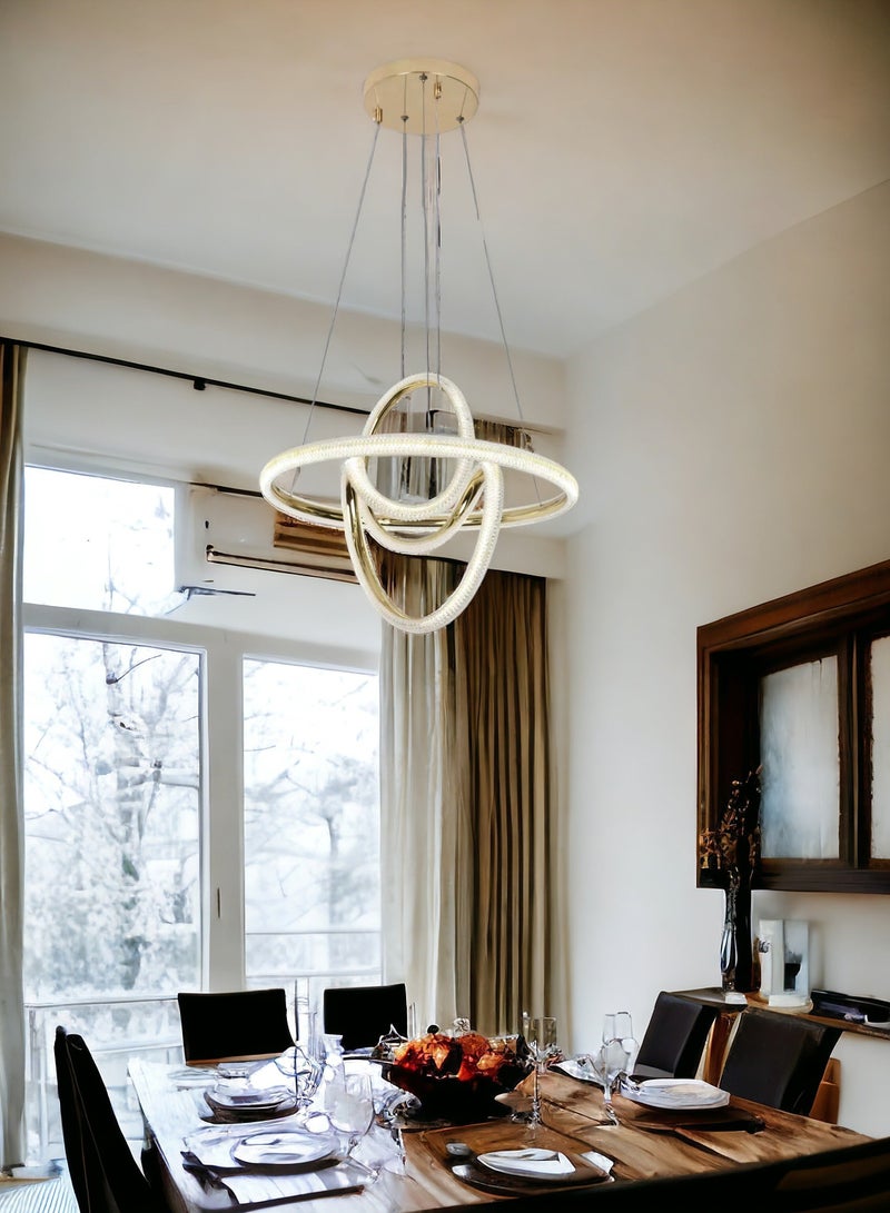 Visionary Home Using Adjustable Three Colour LED Chandelier (Warm/Cool/ Neutral Light) , Golden Body Unique Shape Pendant Light for Living Room, Lobby, Study Room, Kitchen, Bedroom, Dining Room, Cafe - Image 2