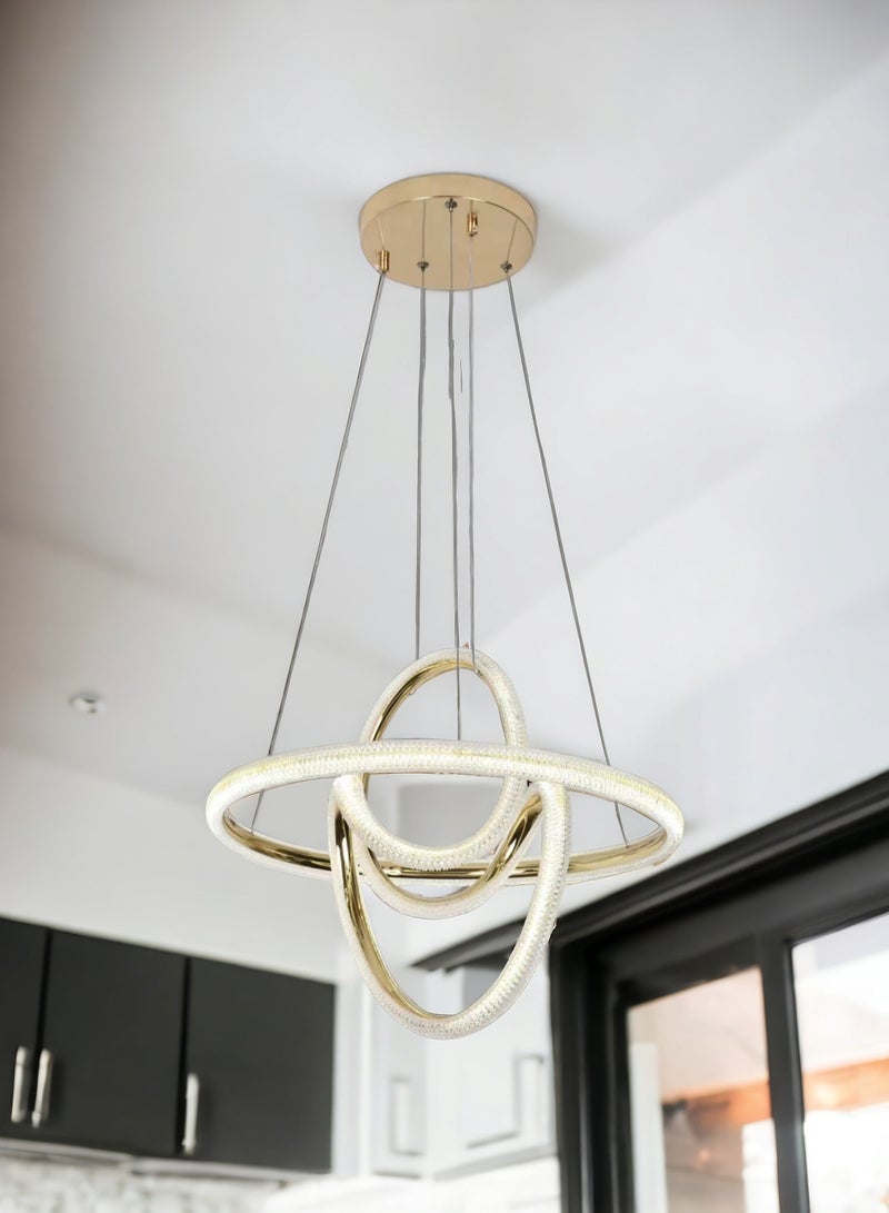 Visionary Home Using Adjustable Three Colour LED Chandelier (Warm/Cool/ Neutral Light) , Golden Body Unique Shape Pendant Light for Living Room, Lobby, Study Room, Kitchen, Bedroom, Dining Room, Cafe - Image 4