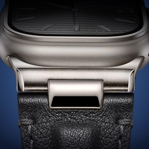 Tlselt Leather Band for Apple Watch Ultra 3/Ultra 2 Bands 49mm 46mm 45mm 44mm, Top Genuine Leather Designer Replacement Strap for iWatch Ultra 3 2 1 SE series 11 10 9 8 7 6 5 4 3 - Image 2