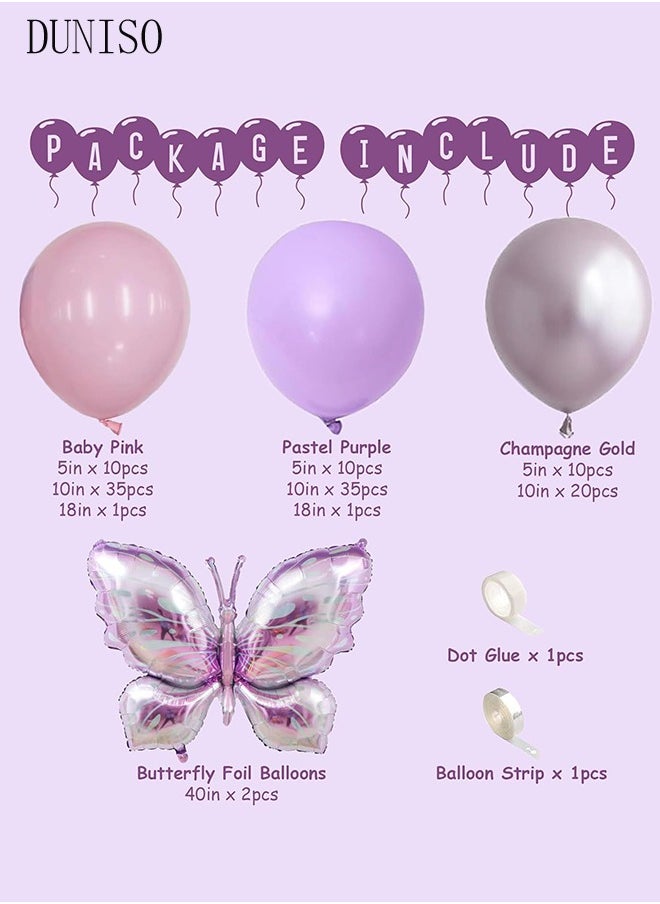 DUNISO Purple Butterfly Birthday Decorations for Adult and Kids Happy Birthday Party Decorations Happy Birthday Banner and Balloon Birthday Balloon Letters  - Image 2