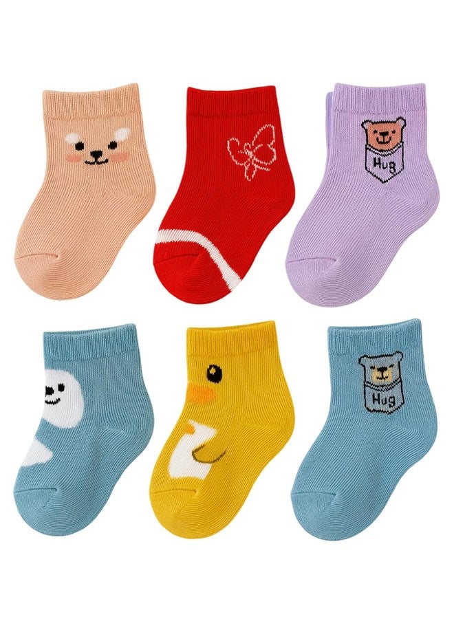 CUTEABLY جوارب قطنية عضوية لطيفة للأطفال حديثي الولادة، من عمر 0 إلى 12 شهرًا، عبوة من 6 جوارب (ألوان متنوعة) (IN، العمر، 6 أشهر، 12 شهرًا، 6، متعدد الألوان) - Image 1