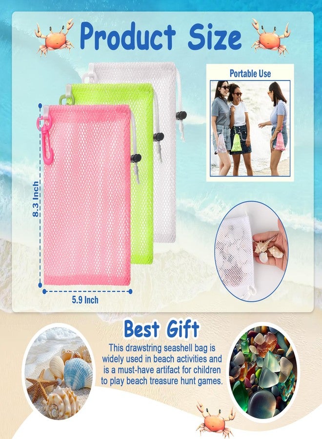 WANGDEFA 3 Pcs Mesh Beach Bags For Kids 5.9 x 8.3 Inch Shell Collecting Bag Seashell Bags With Clip And Toggle Closure Beach Vacation Essentials For Beach And Box Toy Bag With Toddler（Not Included Toys） - Image 2