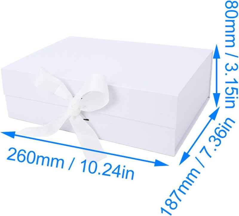 MAVIS LAVEN Gift Box, 10.24x7.36x3.15 Inches White Magnetic Flip Top Box with Ribbon Bow, for Presents Bridesmaid Birthday Anniversary Party Gifts (White) - Image 3