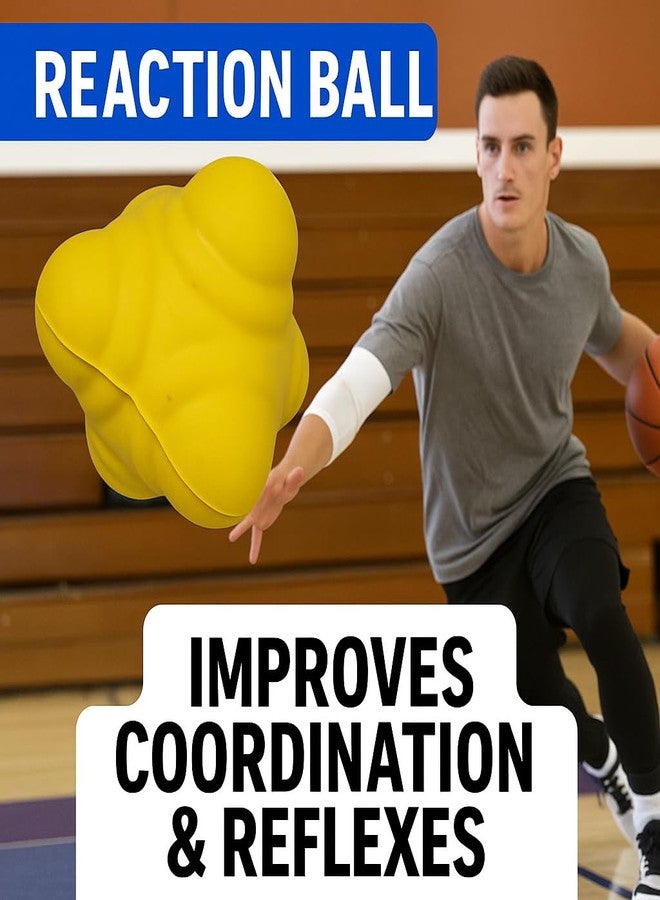 Nextage Rubber Reaction Ball - High Bounce Reflex Sports Training Equipment, Agility Speed Hand Eye Coordination, Bouncing Multi Directional Reaction Ball for Cricket Boxing Badminton Tennis - Image 2