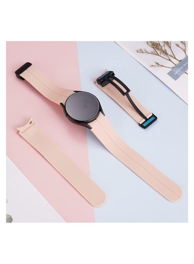 ACLIX No Gap With Magnetic folding Buckle Compatible with Samsung Galaxy Watch 5 Pro 45mm Bands /Galaxy Watch 5 Bands 44mm 40mm/Samsung Galaxy Watch 4 /Galaxy Watch 4 Classic (Office pink) - Image 1