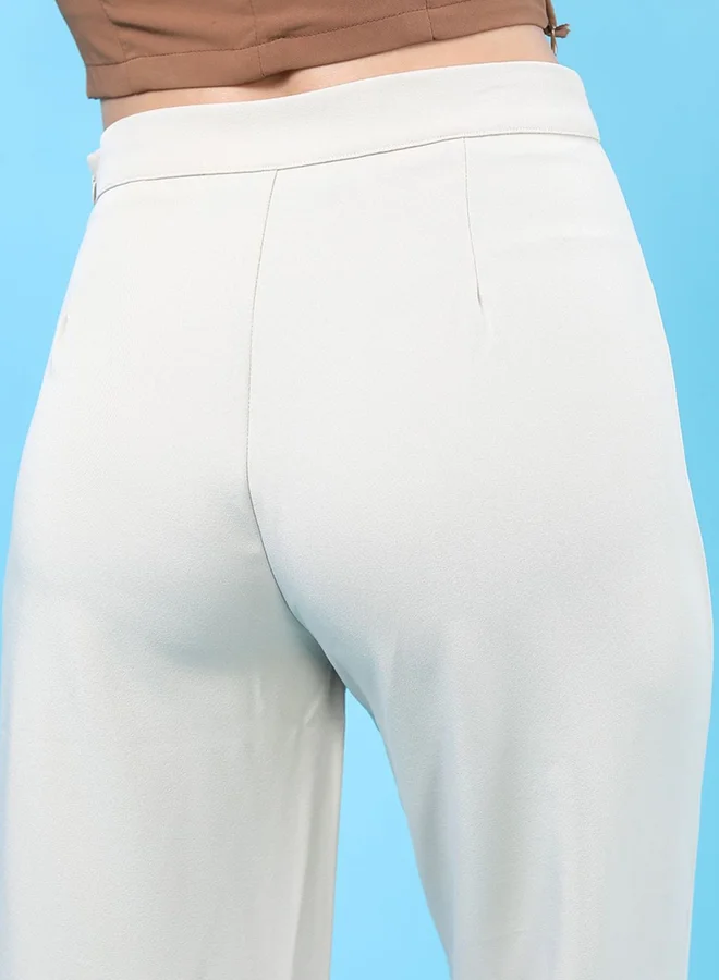 Freehand Freehand Women Off White Flared Pants with Split Hem