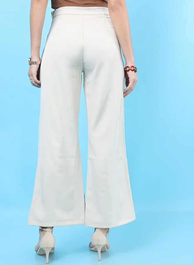 Freehand Freehand Women Off White Flared Pants with Split Hem
