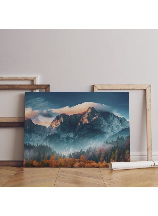 Home Gallery Spring Mountain Landscape With Snow And Forest Canvas Wall Art  - Image 1