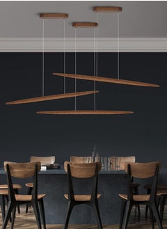 Target Wood Walnut Color 20W Linear LED Pendant Light 60cm  - Image 2
