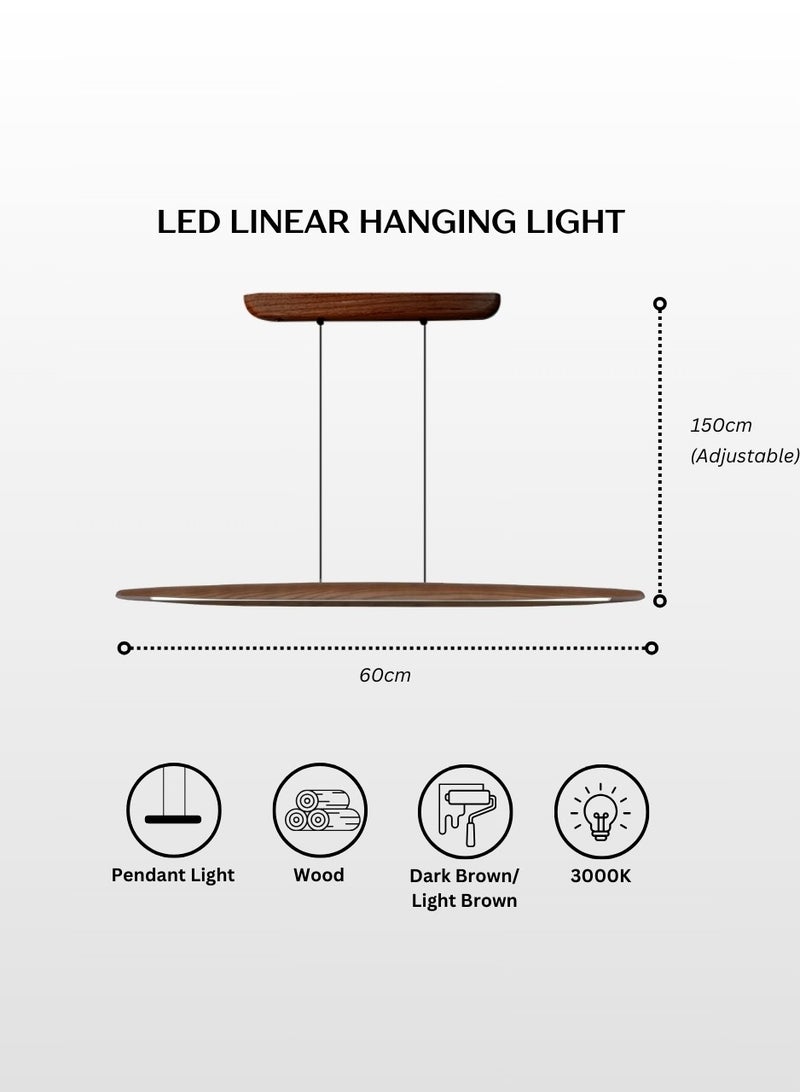 تارجت ضوء معلق LED خطي 20 وات لون خشب الجوز 60 سم - Image 5