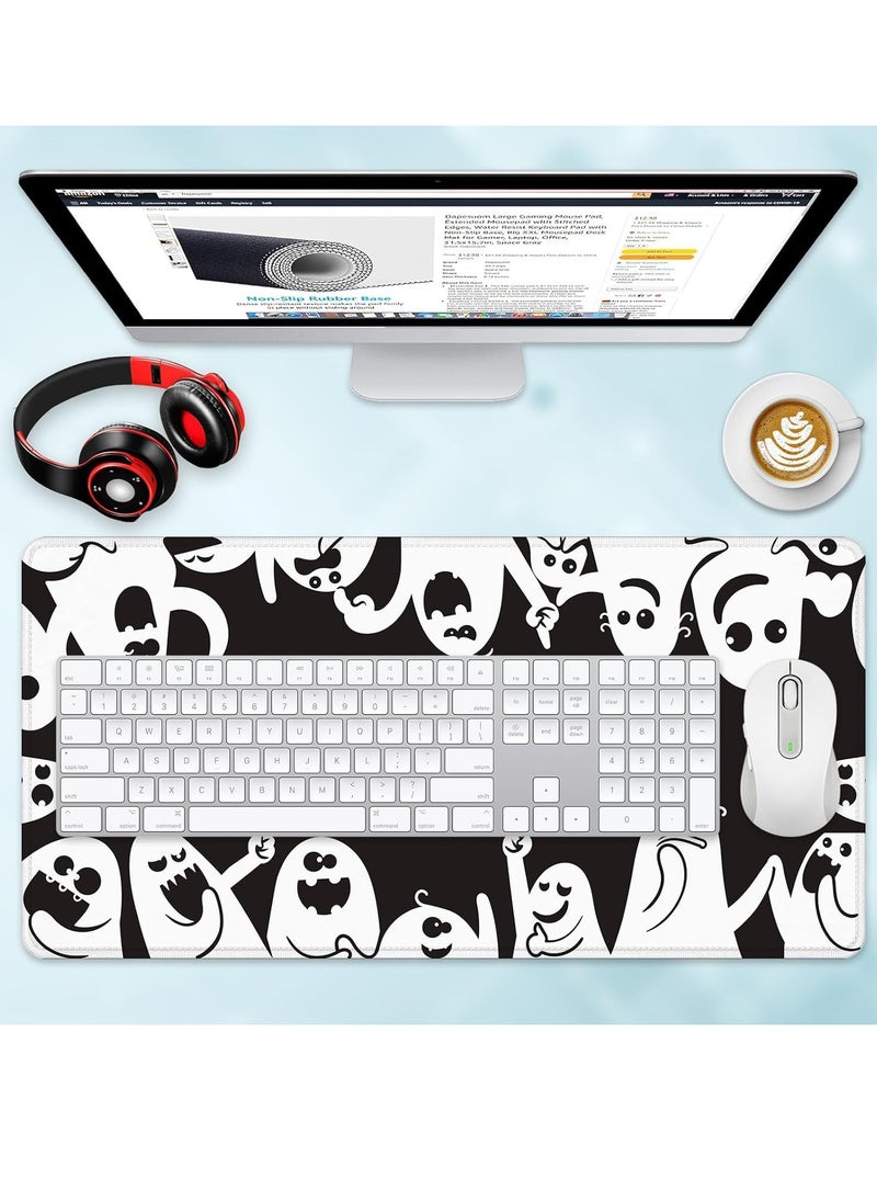 Generic - Large Gaming Mouse Pad Monochrome ghost  ,Extended Large Mouse Mat Desk Pad (70CM  x 30CM  x 2MM ) ,Stitched Edges Non Slip Mousepad for Computer ,Office ,Keyboard and Laptop - Image 1