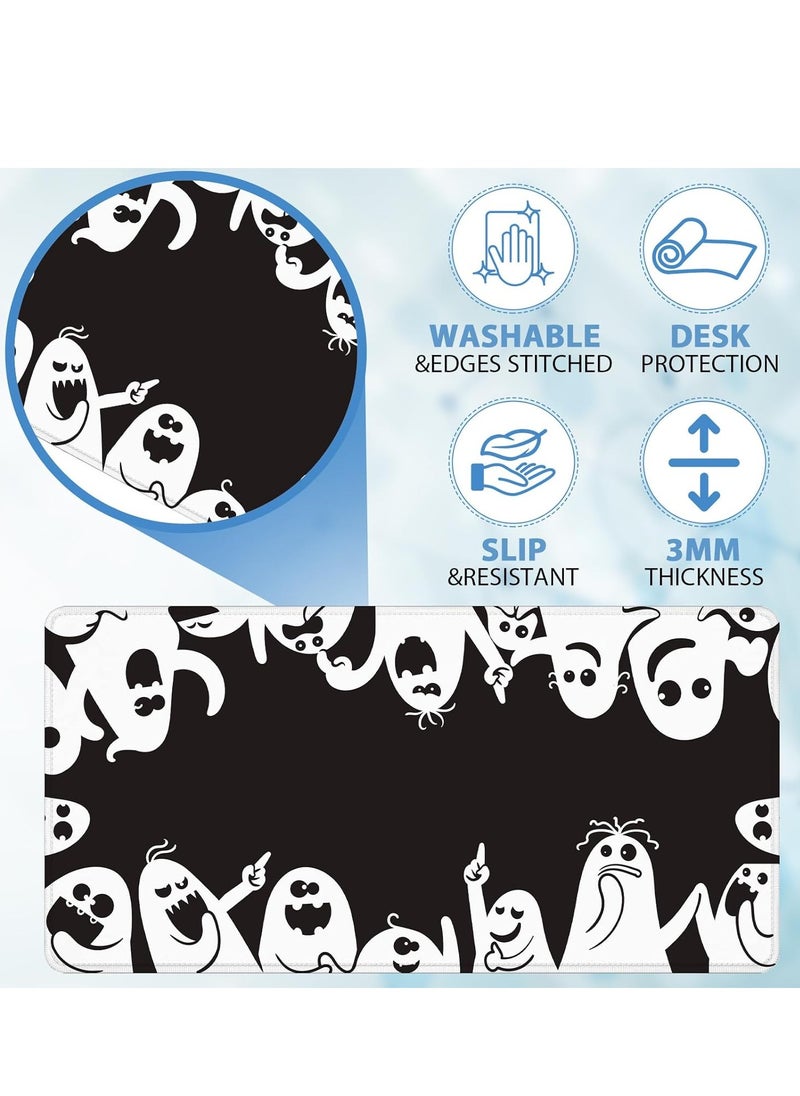Generic - Large Gaming Mouse Pad Monochrome ghost  ,Extended Large Mouse Mat Desk Pad (70CM  x 30CM  x 2MM ) ,Stitched Edges Non Slip Mousepad for Computer ,Office ,Keyboard and Laptop - Image 1