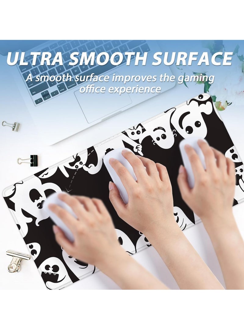 Generic - Large Gaming Mouse Pad Monochrome ghost  ,Extended Large Mouse Mat Desk Pad (70CM  x 30CM  x 2MM ) ,Stitched Edges Non Slip Mousepad for Computer ,Office ,Keyboard and Laptop - Image 1