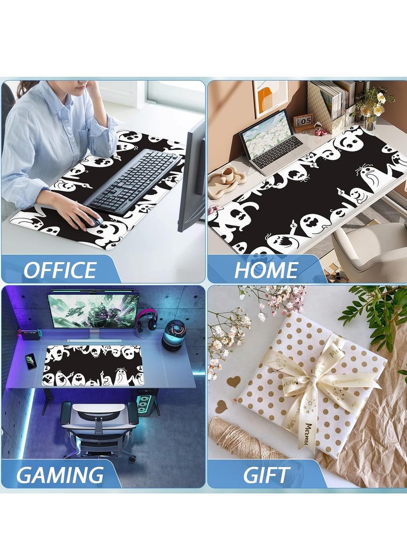 Generic - Large Gaming Mouse Pad Monochrome ghost  ,Extended Large Mouse Mat Desk Pad (70CM  x 30CM  x 2MM ) ,Stitched Edges Non Slip Mousepad for Computer ,Office ,Keyboard and Laptop - Image 1