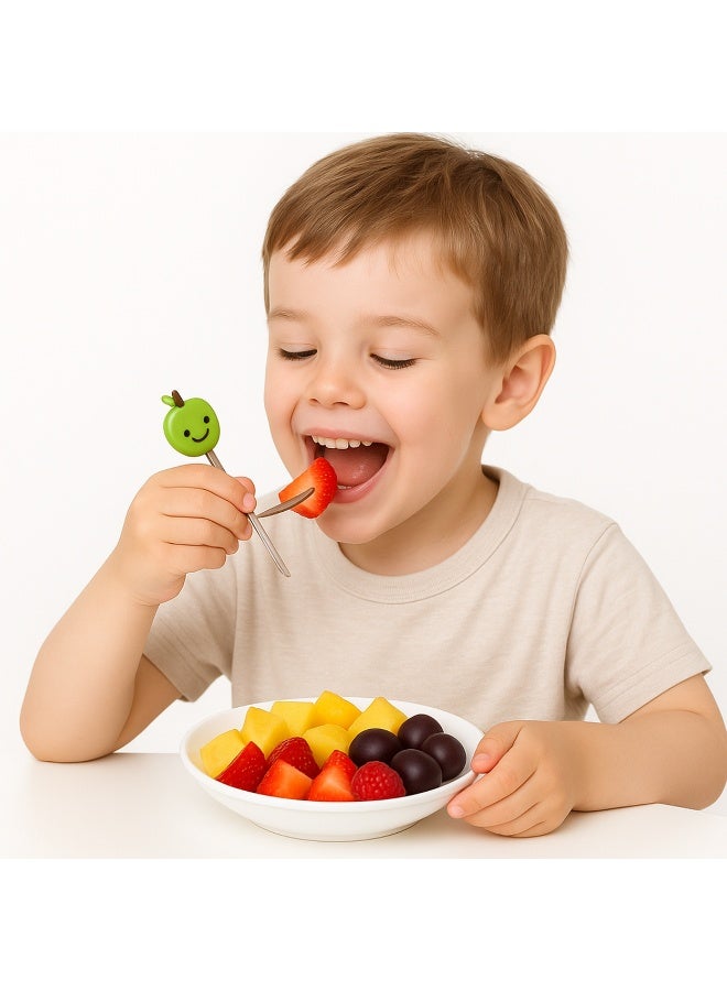 Mini Fruit Fork Set with Organizer Cup – 8 Reusable Kids & Serving Picks, Cute Fruit Face Design, Compact Size for Snacks, Lunch Box, Desserts & Party Appetizers - Image 4