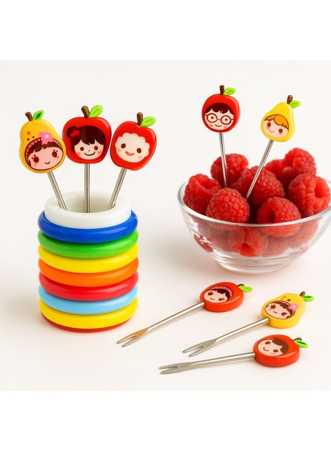 Mini Fruit Fork Set with Organizer Cup – 8 Reusable Kids & Serving Picks, Cute Fruit Face Design, Compact Size for Snacks, Lunch Box, Desserts & Party Appetizers - Image 5