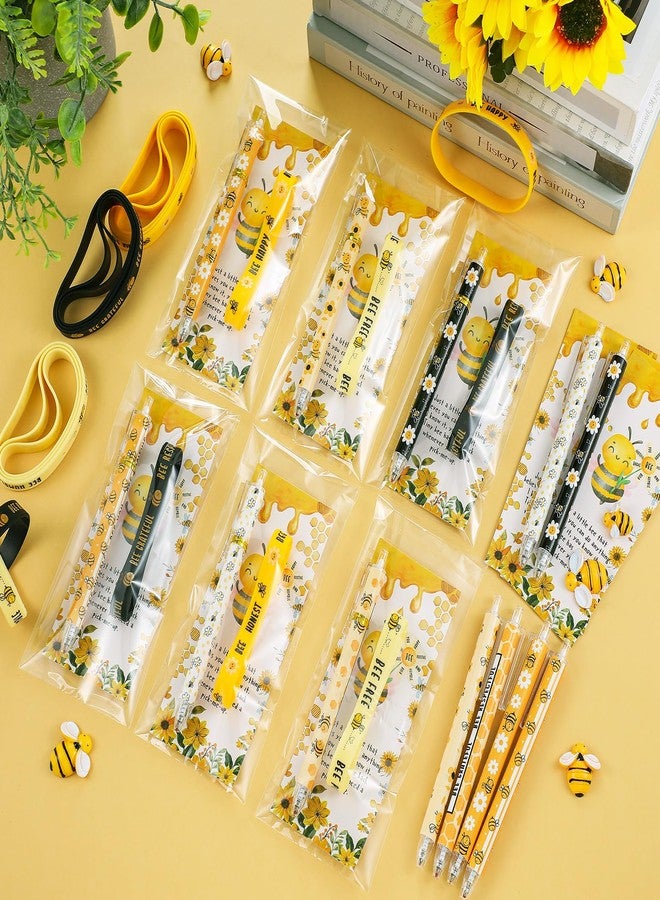 Landical 108 Pcs Bee Theme Inspirational Gifts Honeybee Ballpoint Pens Bee Silicone Bracelets Motivational Bookmarks Employee Appreciation Gifts for Women Men Team Coworker Staff - Image 5