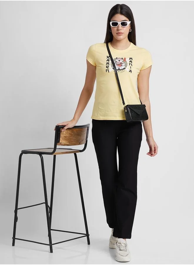 جلو باص Solid High Rise Relaxed Fit Treggings by Styli