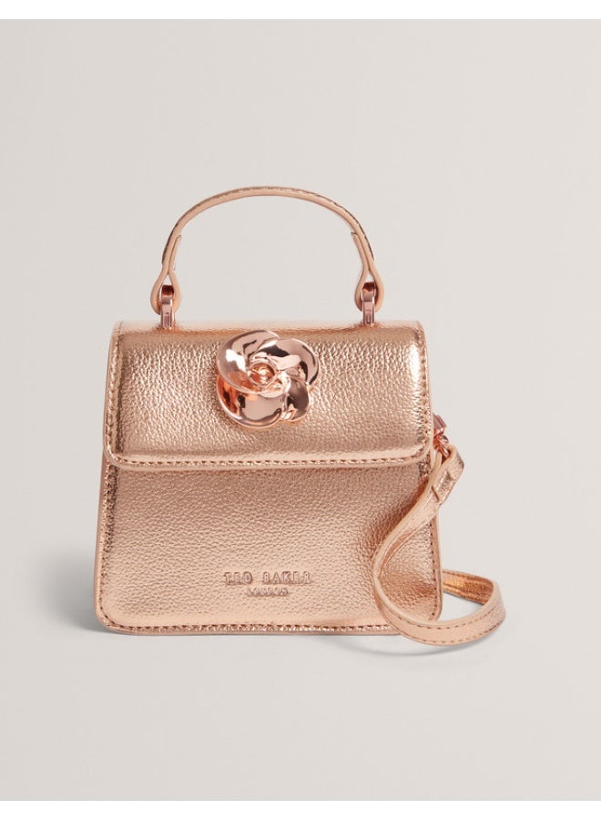 Ted Baker Rose Detail Mini Metallic Top Handle Bag - Image 1
