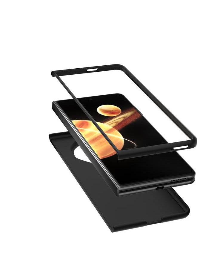 The Bros Phone Case For Honor Magic V3 Black Frame Two-color Calf Texture PU Phone Phone Case  - Image 3