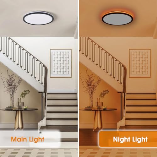 ELEPHANTBOAT® 48W LED Ceiling Light with Remote,3000K-6500K Dimmable Flush Mounted Ceiling Light with Back Amber Light Design,58x22cm, Slim Square Ceiling Lamp for Bathroom, Living Room,Hallway - Image 3