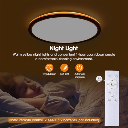 ELEPHANTBOAT® 48W LED Ceiling Light with Remote,3000K-6500K Dimmable Flush Mounted Ceiling Light with Back Amber Light Design,58x22cm, Slim Square Ceiling Lamp for Bathroom, Living Room,Hallway - Image 5