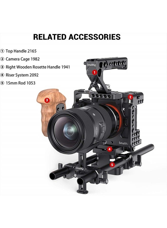 SmallRig 15mm Long Lens Support, 53.5mm Height Adjustable Lens Bracket for DSLR Camera Shoulder Rig - BSL2681 - Image 2