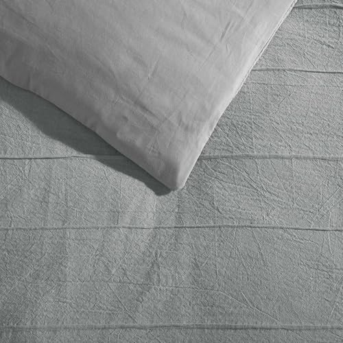 Vera Wang - King Comforter Set, Soft Cotton Bedding w/Smooth Cotton Percale Reverse, Lightweight for Year Round Comfort, 3 Piece Bed Set w/Matching Pillowcases (Woven Tucks Grey) - Image 5