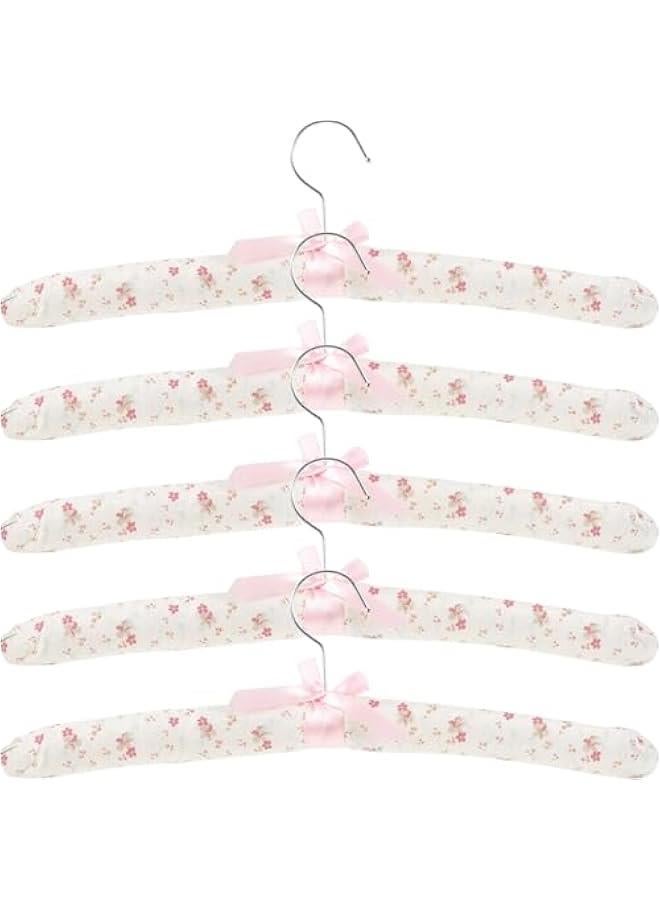 Arabest 5pcs Heavy Duty Fabric Padded Hangers for Clothing - No Slip Foam Padded Dress Hangers - Non Bump Clothes Hangers  - Image 1