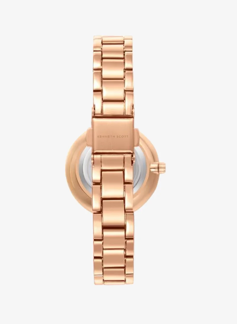 Kenneth Scott Rose Gold Women's Stainless Steel Analog Watch K23533-RBKK - 30 mm for Women | Best Price UAE