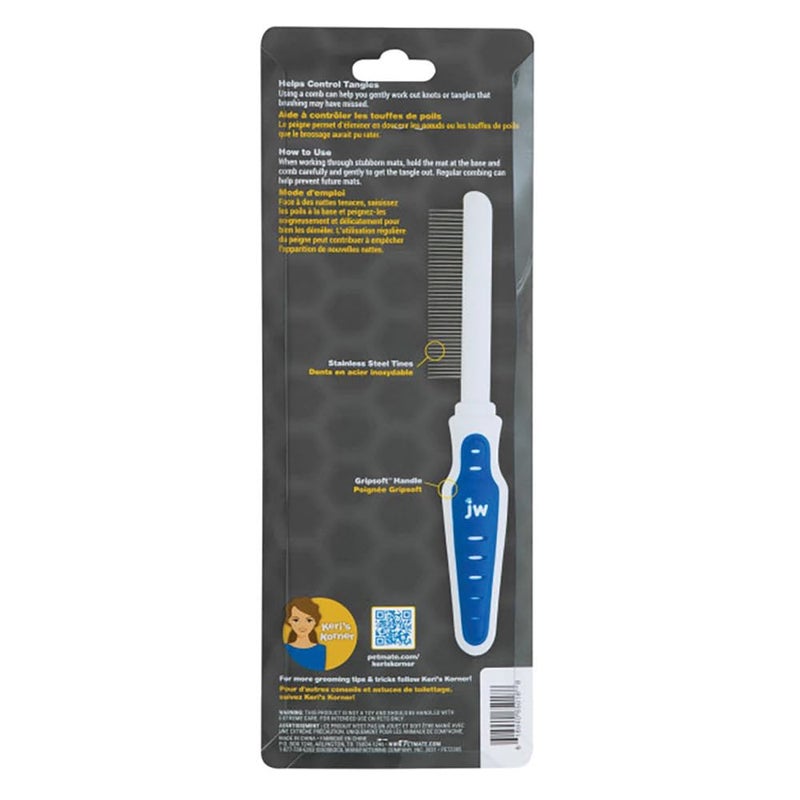 JW Pet GripSoft Cat Comb - Medium & Long Haired Cat Brush for Shedding & Tangle Removal - Image 2