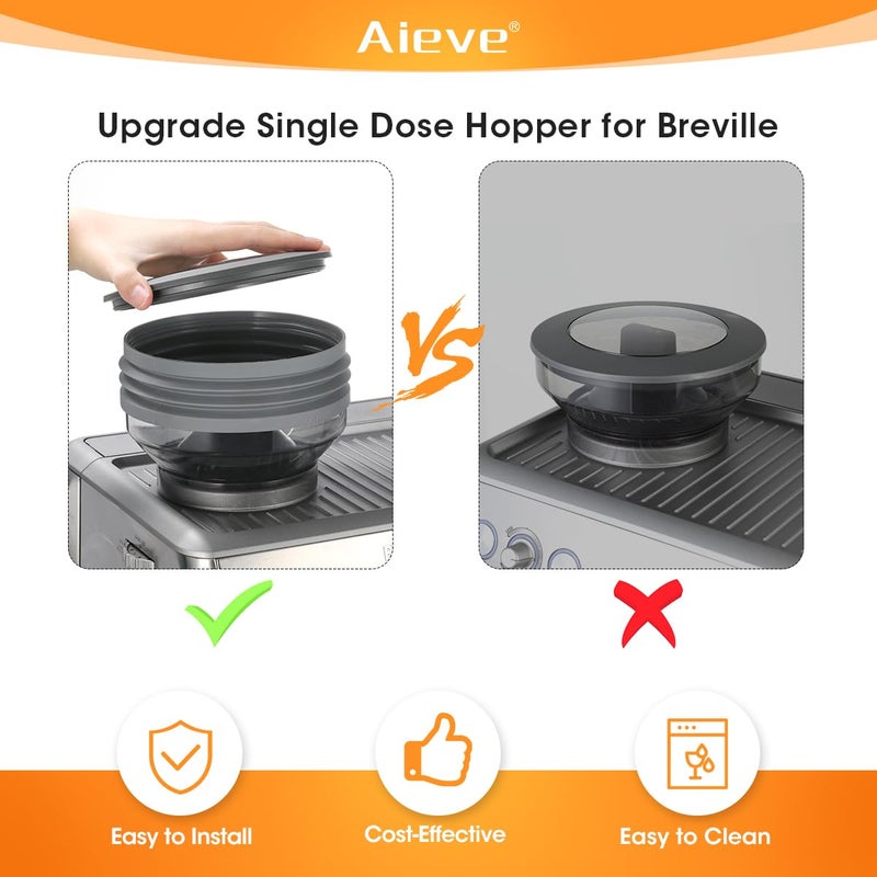 AIEVE Silicone Bellow Compatible for Breville Barista Express, Single Dose Hopper for Breville Espresso Machine,Gray - Image 2