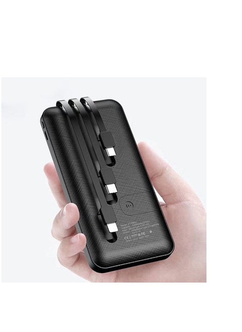 10000.0 mAh Power Bank with 3 Wire In-Built Charging Cable And LCD Display | ET-PB41| Black