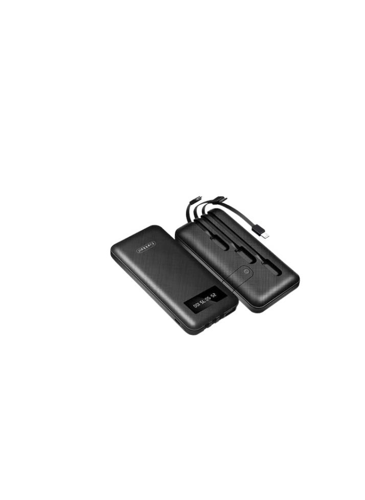 10000.0 mAh Power Bank with 3 Wire In-Built Charging Cable And LCD Display | ET-PB41| Black