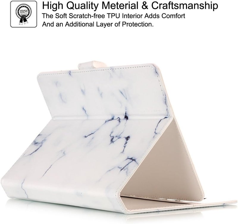 Newshine Universal 7.0" case, Flower Marble Pattern Synthetic Leather Folding Folio Stand Case with Card Slots&Money Pocket for All 7 inch Tablet Including Samsung Lenovo Kindle - White Marble - Image 4