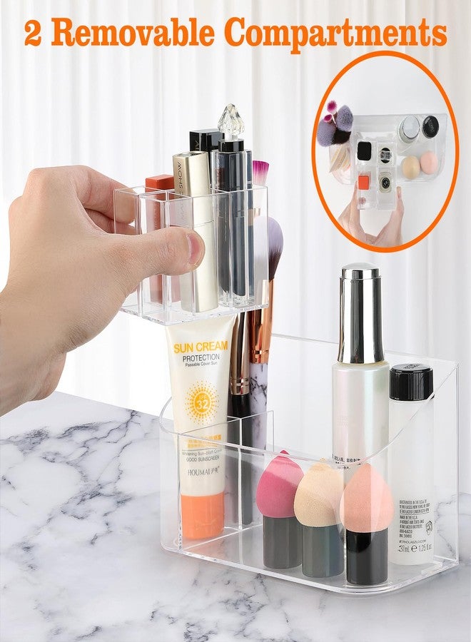 LETURE Clear Makeup Tray Holder Organizer Cosmetic Display Case, Small Makeup Organizer for Vanity Bathroom Counter Countertop Tabletop Desktop Vanity Drawers (Clear) - Image 3