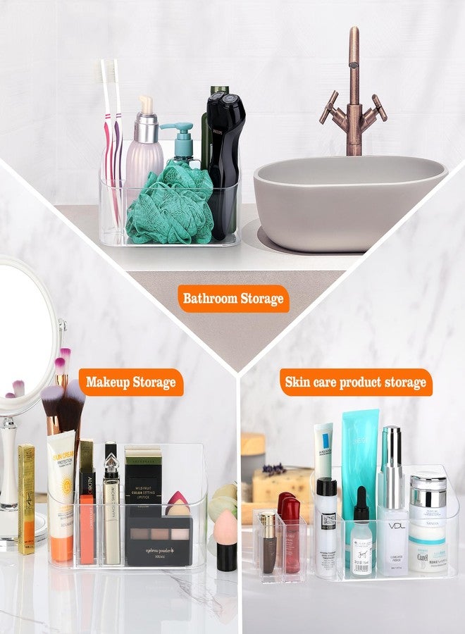 LETURE Clear Makeup Tray Holder Organizer Cosmetic Display Case, Small Makeup Organizer for Vanity Bathroom Counter Countertop Tabletop Desktop Vanity Drawers (Clear) - Image 5