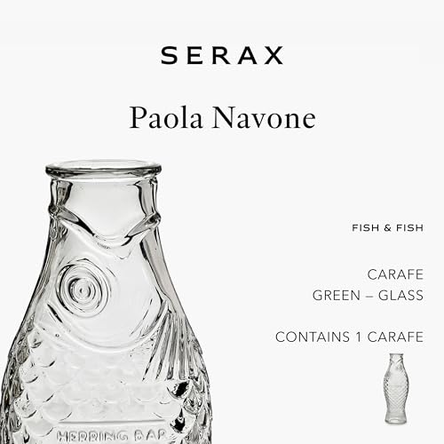 Serax Glass Water Pitcher | Fish & Fish glassware by Paola Navone | Wine Carafe Decanter 28.74 fl oz | Clear Bottle Container for hot and cold Drinks | Beverage Dispenser for Fridge | Suitable as Vase - Image 3