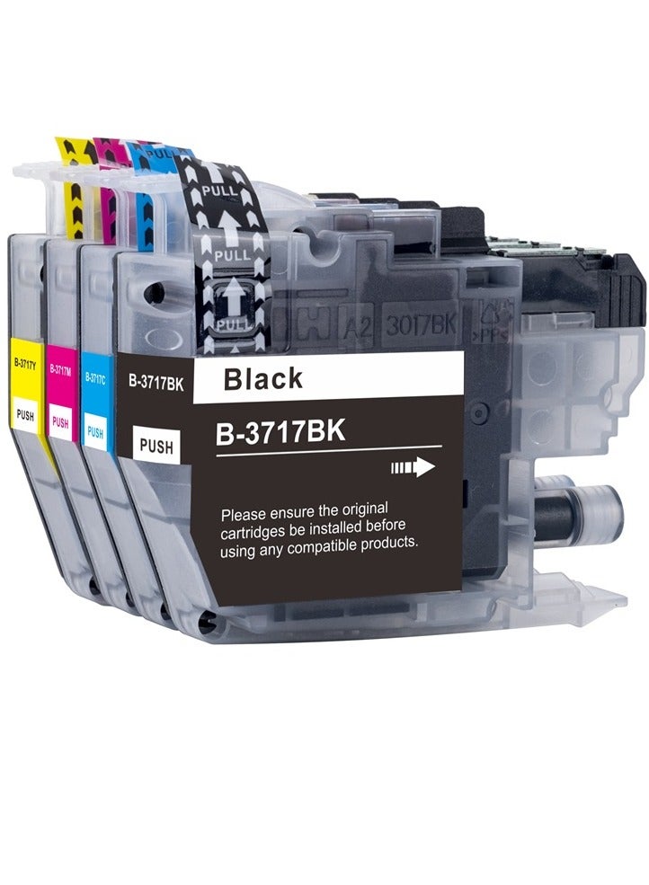 انك خرطوشة حبر نفث الحبر LC3717 LC-3717 متوافقة مع طابعات Brother MFC-J2330DW وMFC-J2730DW وMFC-J3530DW وMFC-J3930DW وJ3530 J2330 (أسود، سماوي، أرجواني، أصفر) - Image 2