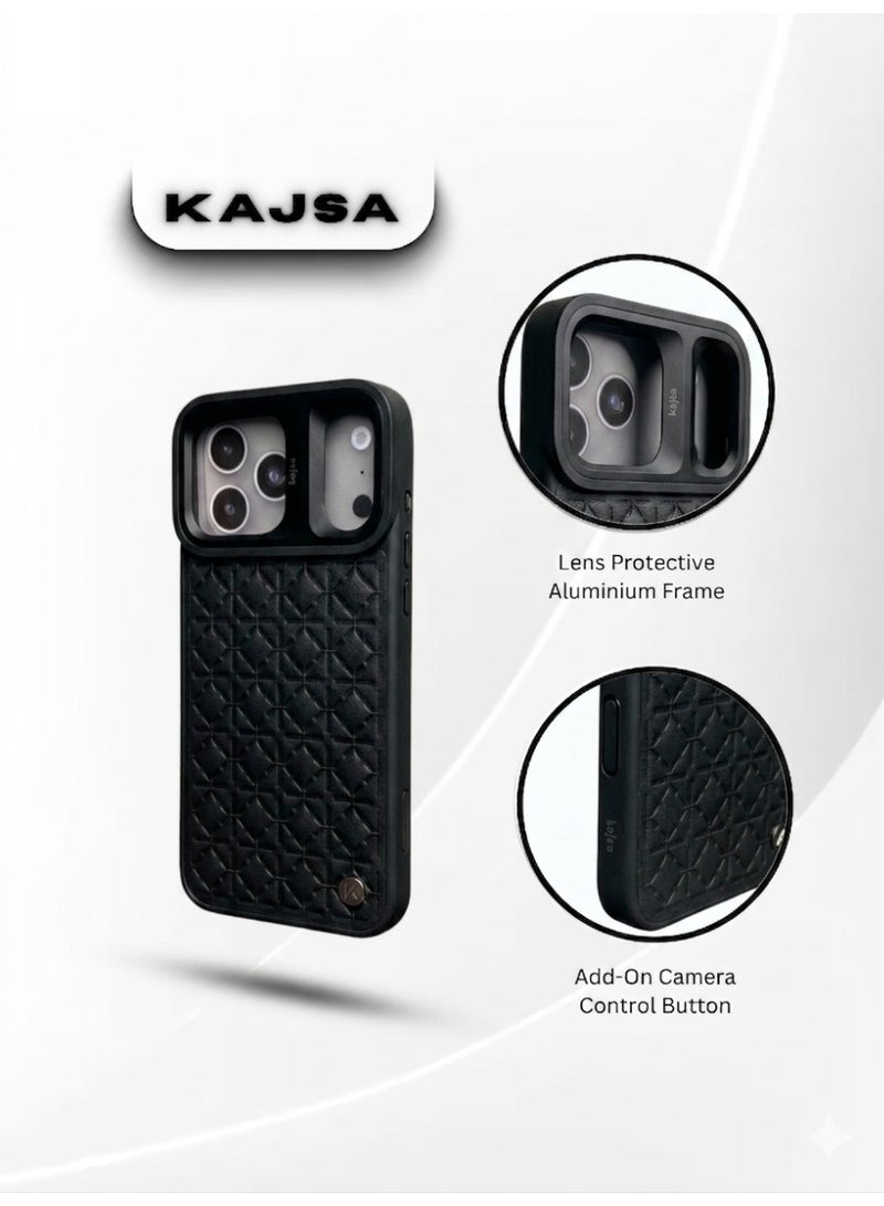 KAJSA Premium Shockproof Camera Protection Case – Luxury Texture Finish with Aluminium Lens Frame 17 pro Max - Image 1
