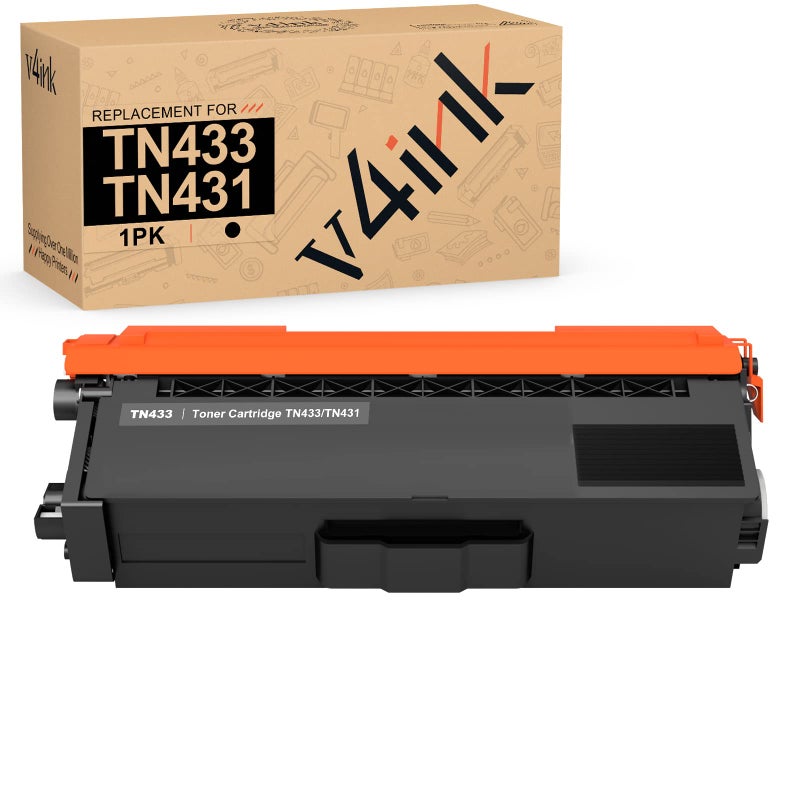 v4ink TN431BK TN433BK Compatible Toner Replacement for Brother TN433 TN431 Black Toner for Brother MFCL8900CDW MFCL8610CDW HLL8260CDW HLL8360CDW HLL8360CDWT HLL9310CDW Printer 1 Pack