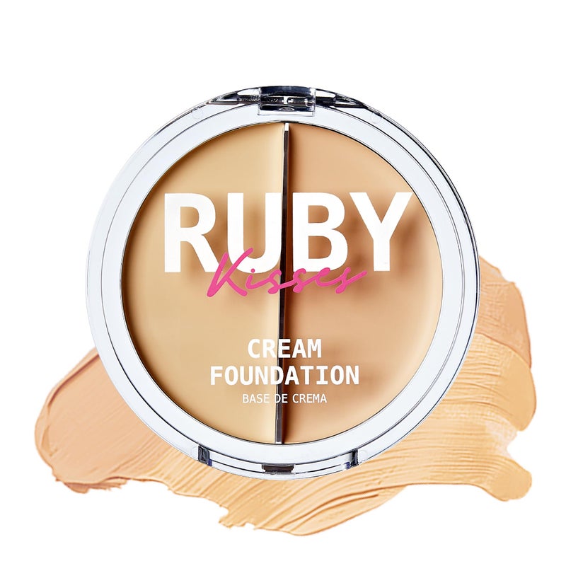Ruby Kisses Cream Foundation 3D Face Creator 2Color Foundation and Concealer 12 Hour Wear Long Lasting Medium to Full Coverage Level 1