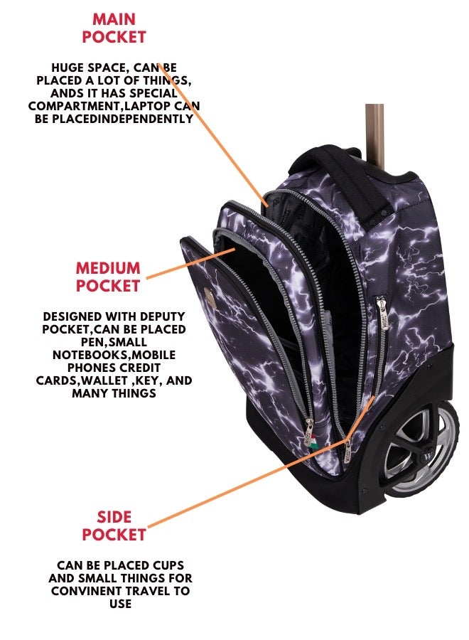 Wires 3 Piece Kids School Trolley Bag laptop compartment Big Wheels With Lunch bag u0026 Pencil Case - Image 4