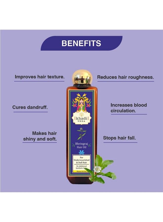 khadi veda Herbal Bhringraj Hair Oil 100 Ml ; For Undernourished & Dull Hair ; Reduces Hair Roughness ; Stops Hair Fall ; Increases Blood Circulation ; No Synthetic Colour. - Image 4