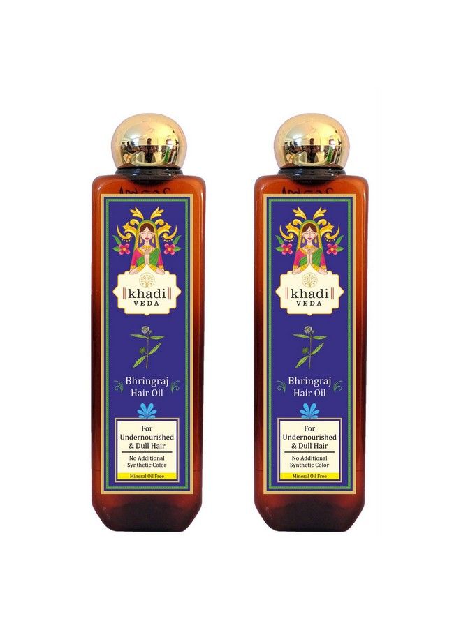 khadi veda Herbal Bhringraj Hair Oil 100 Ml ; For Undernourished & Dull Hair ; Reduces Hair Roughness ; Stops Hair Fall ; Increases Blood Circulation ; No Synthetic Colour. - Image 1