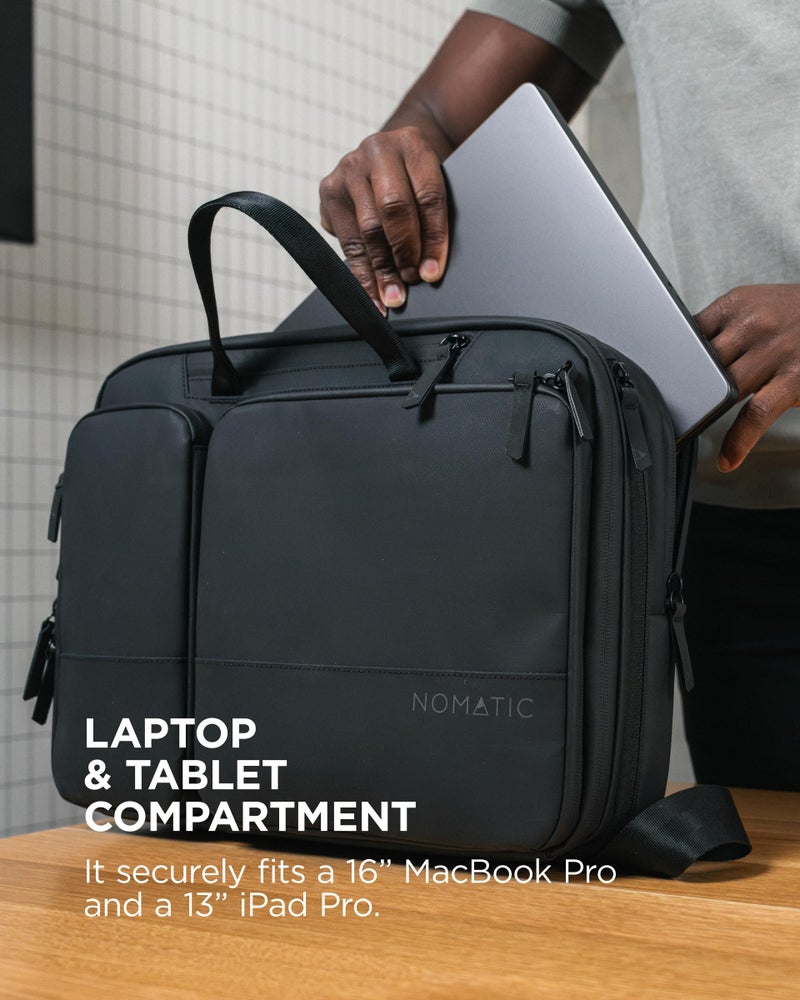 NOMATIC Laptop Bag: Slim Messenger Bag with RFID Pocket, Tech Organizer, Water-Resistant Zippers - 11-13.5L Expansion Design & Laptop Compartment for Work, Travel, or Daily Commute - Image 2