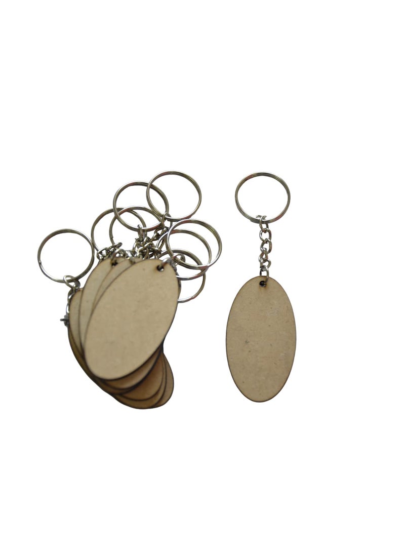 Maitri - Maitri 30 Pcs Oval Shape Key Chains with Ring 50 x 50 mm Mandala Art MDF Board MDF Cutouts for Art and Craft with Smooth Surface It is Suitable for All Type of Craft and Painting Activities - Image 1