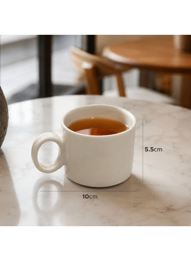 Ceramic Ivory Tea Cups 6 Piece Set Premium Food Grade Ceramic Coffee & Tea Mug Set Microwave Safe Glossy Finish Cups for Home Kitchen Café Office Hot Drinks - Image 5