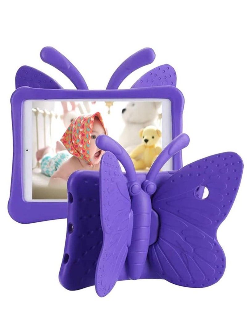 iPad 6th Generation Case for Kids, iPad 9.7 Case, Light Weight Shockproof EVA Foam Protective Tablet Stand Cover Holder for Apple iPad Air/ Air 2 iPad 9.7 2017/ 2018 - Cute Butterfly, Purple - Image 1